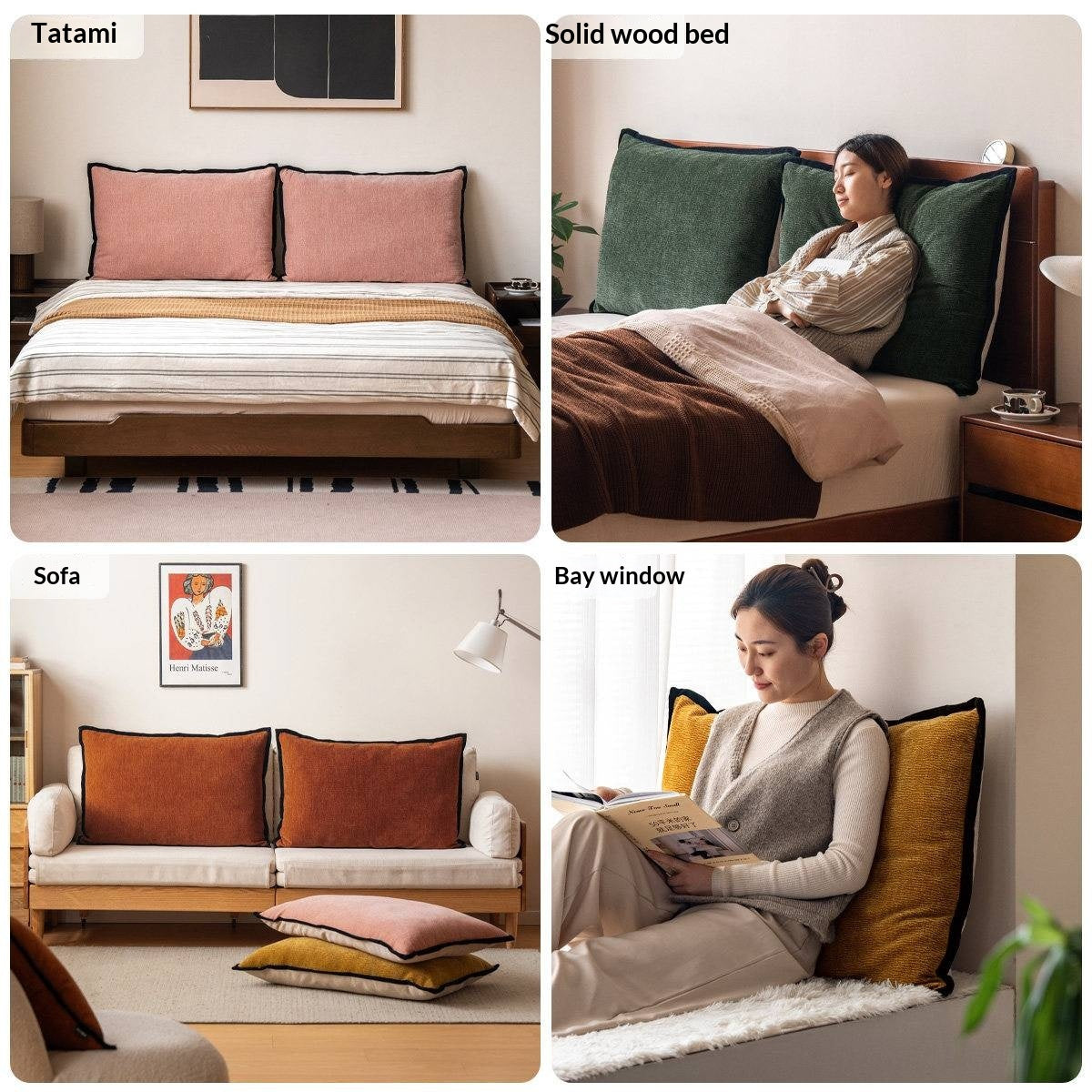 Vintage Style Bed Headboard Pillow with High Backrest Support