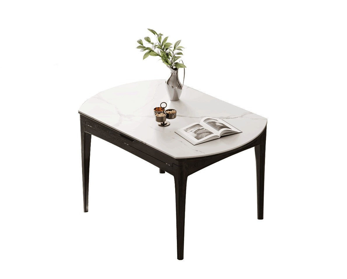 Rock slab folding dining table light luxury Oak solid wood"