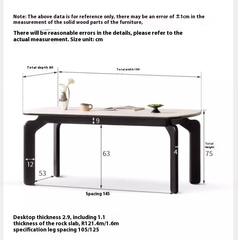 Solid Rubberwood Rock Board Dining Table