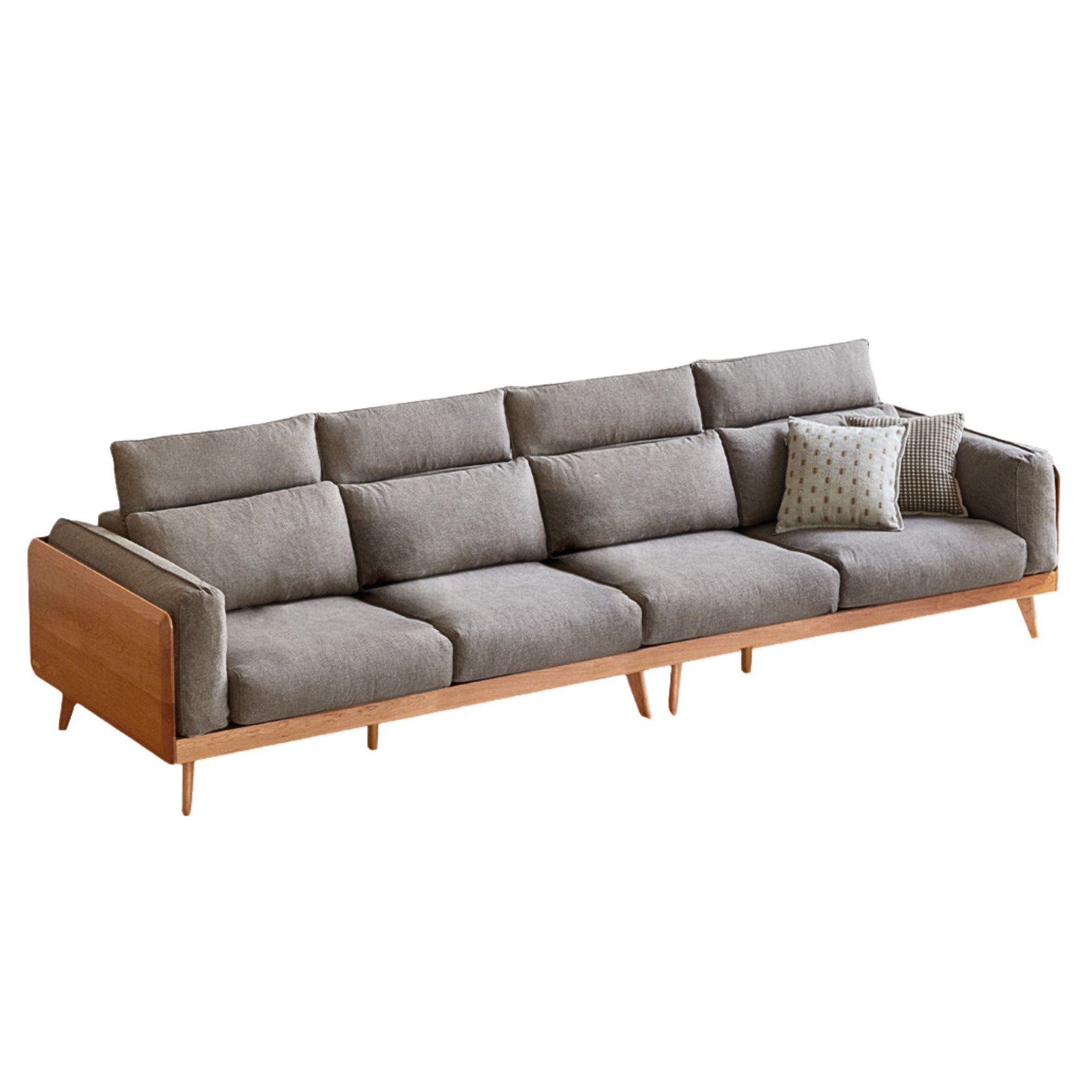 Cherry Wood Black Label  Leather Down Sofa