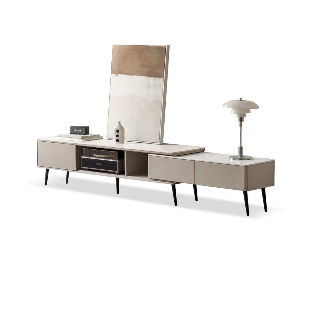 Poplar solid wood retractable slate TV cabinet light luxury "