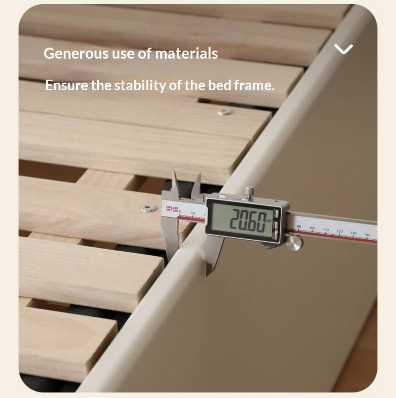 Rubberwood Solid Wood Bed — Modern Minimalist White Box Design