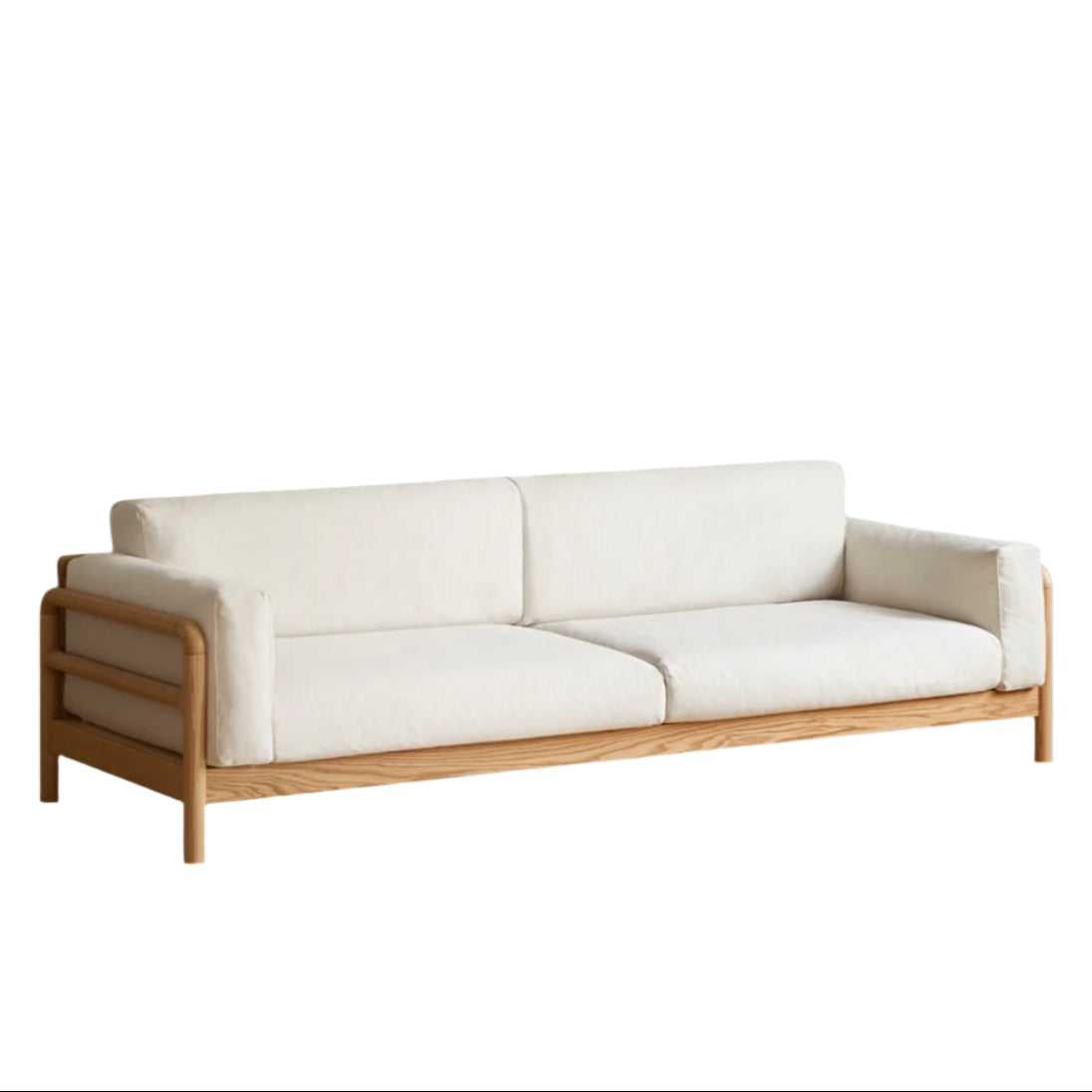 Oak Solid Wood Modern Straight Fabric Sofa