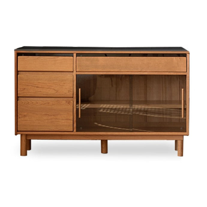 Cherry Solid Wood Rock Plate Storage Sideboard