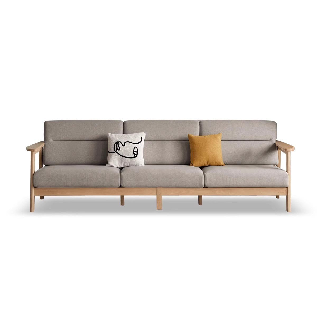 Ash Solid Wood Straight Sofa Modern