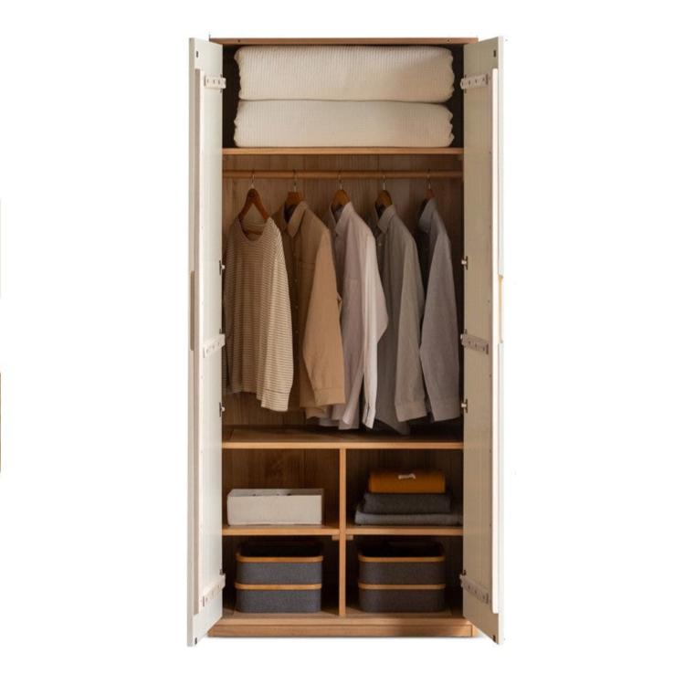 Oak Solid Wood Log Cream Style Wardrobe