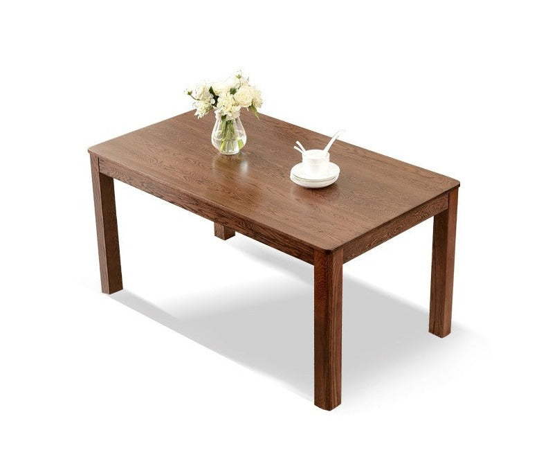 Oak solid wood dining table walnut color"