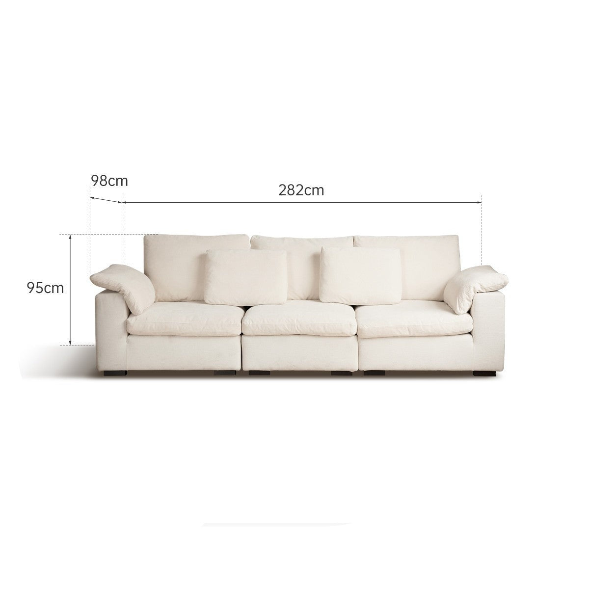 Fabric White Cream Style Down Sofa"
