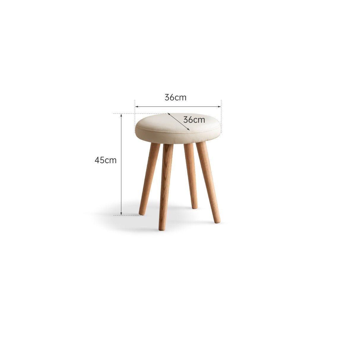 Oak Solid Wood Round Makeup Stool: