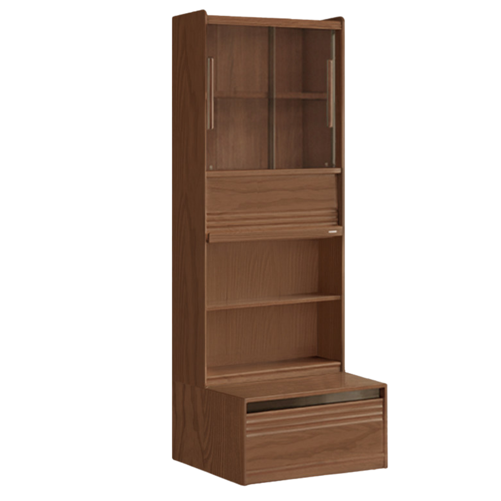 Black Walnut, Sandalwood, Oak, Ash Solid Wood Combination Bookcase with Floor Display and Luxury Storage