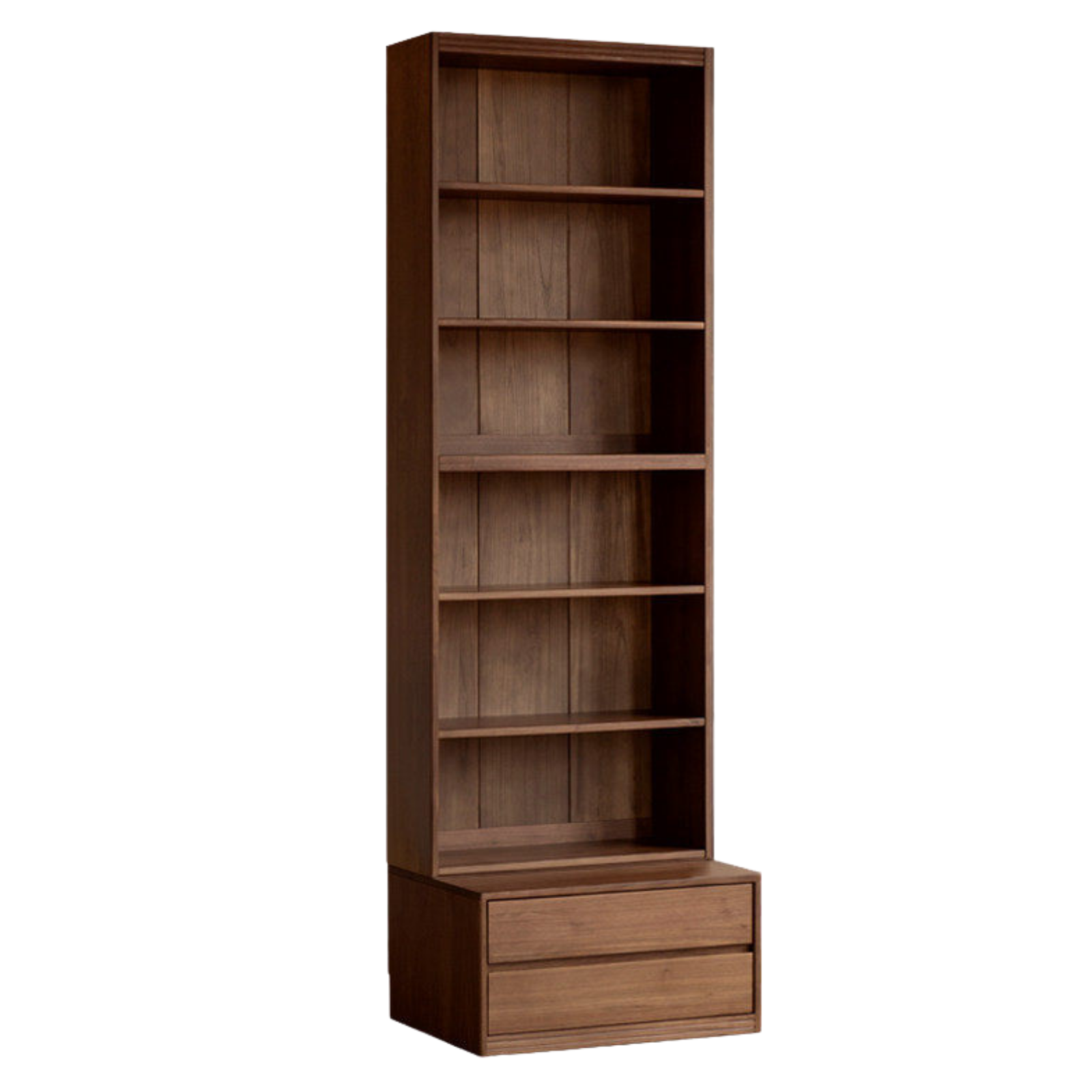 Black Walnut, Sandalwood Solid Wood Light Luxury Combined Bookshelf With Seat