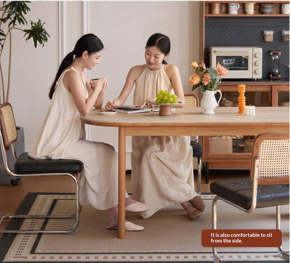 Cherry Solid Wood French Retro Style Slab Dining Table