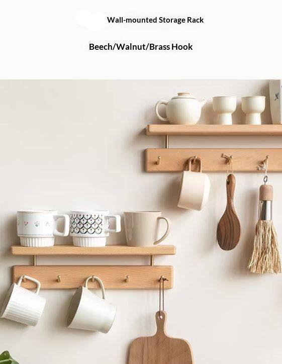 Black Walnut, Beech Solid Wood Wall Shelf