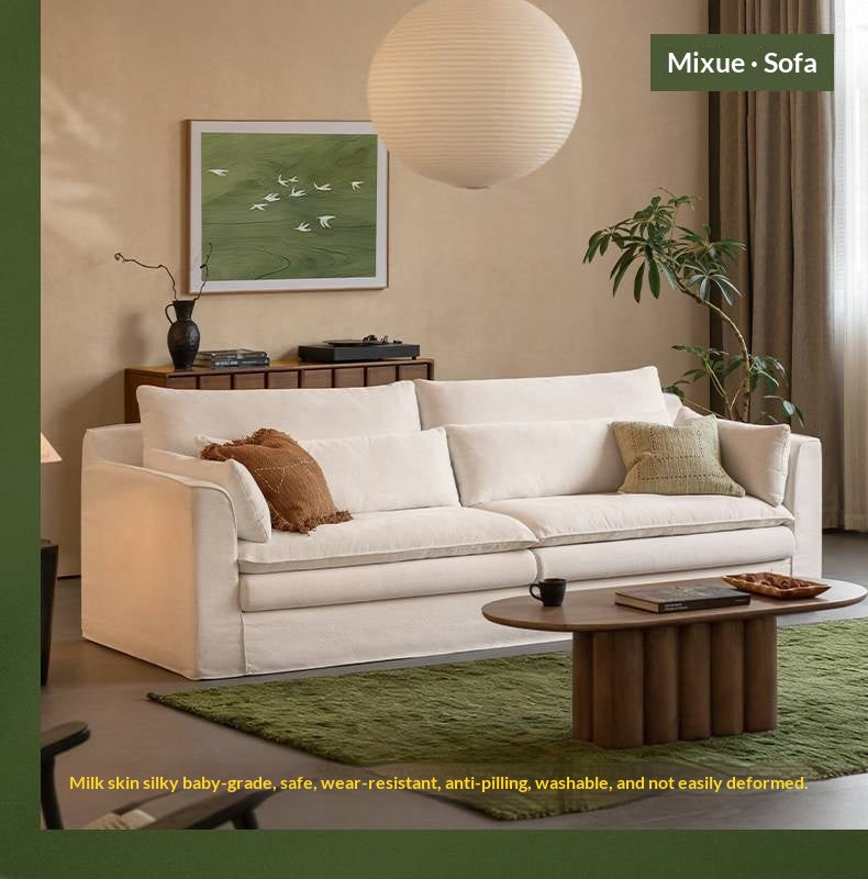 Deep Seat Modular Sofa with Cotton-Linen Upholstery