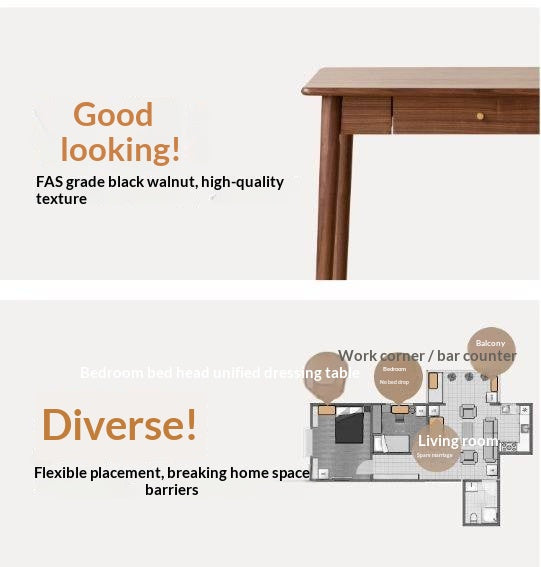 Solid Longan Hardwood, South American Walnut, Black Walnut Solid Wood Office Desk