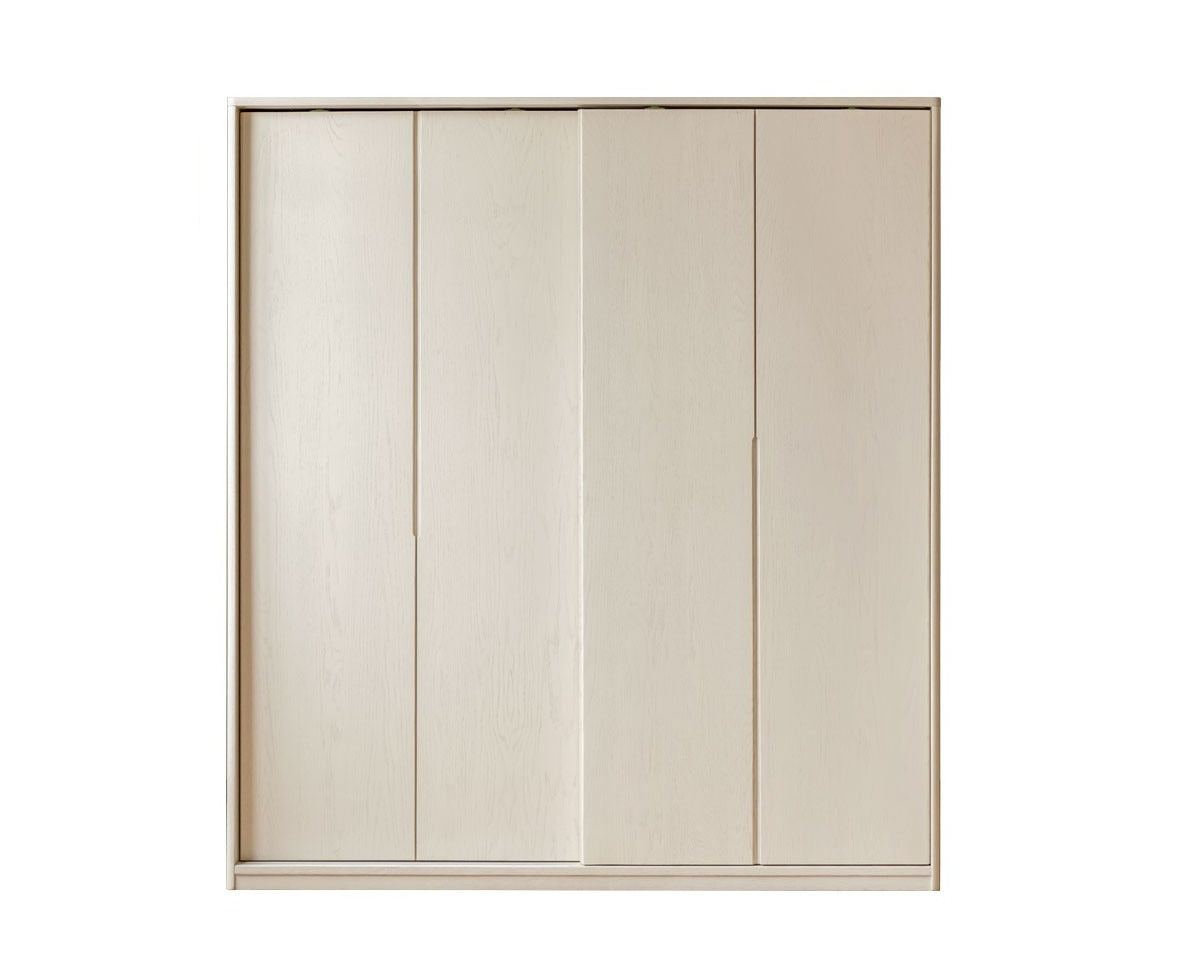 Oak solid wood cream wardrobe sliding door-