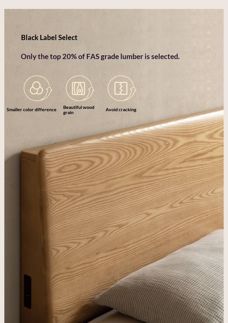 Ash Solid Wood Electric Storage Box Bed — Modern Minimalist Design