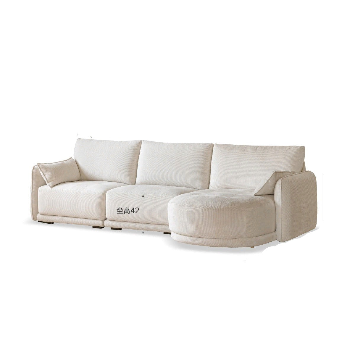 Fabric cream style white goose down corner sofa+