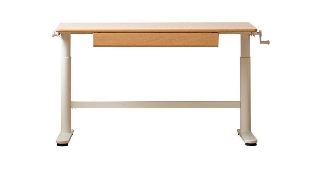 Hand-cranked lifting table board shelf  DIY Beech solid wood"