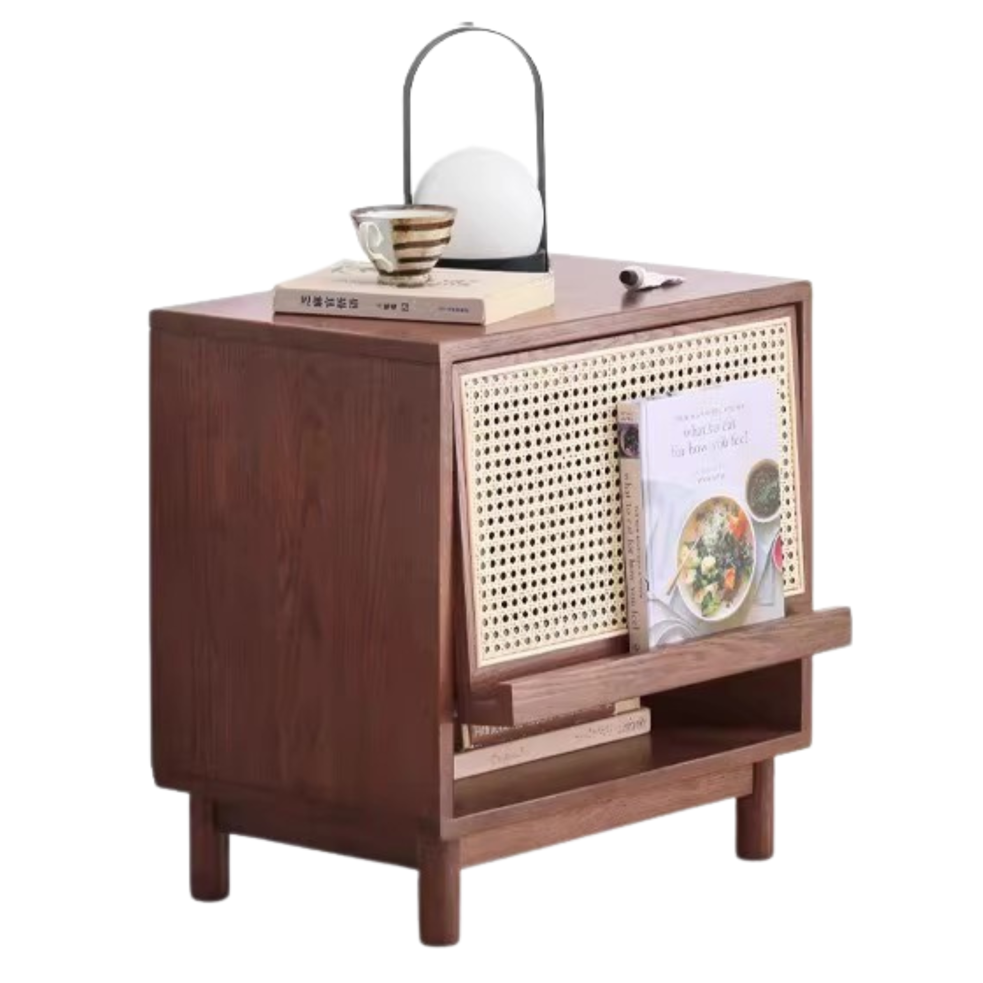 Oak Solid Wood Rattan nightstand