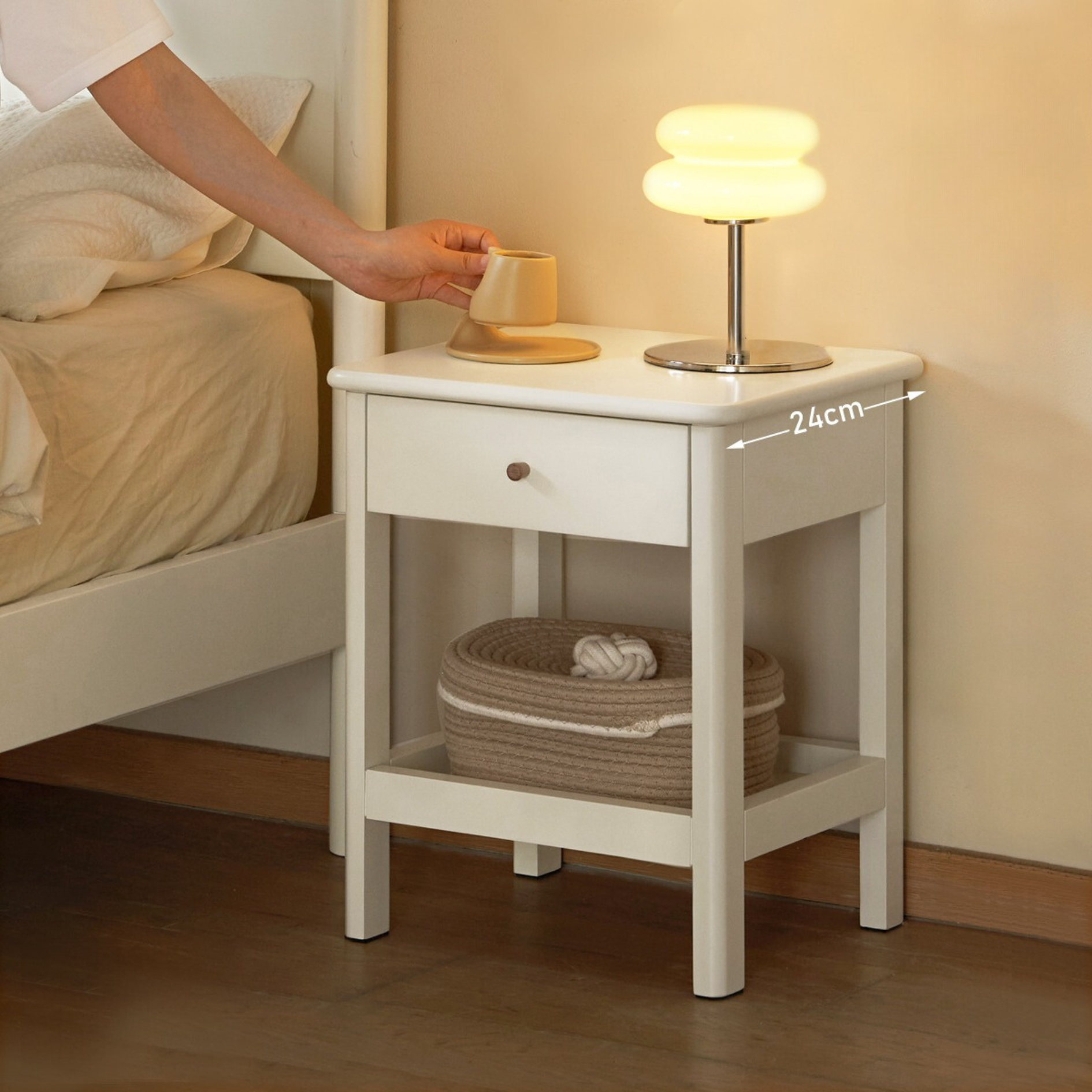 Pine solid wood Single drawer nightstand.