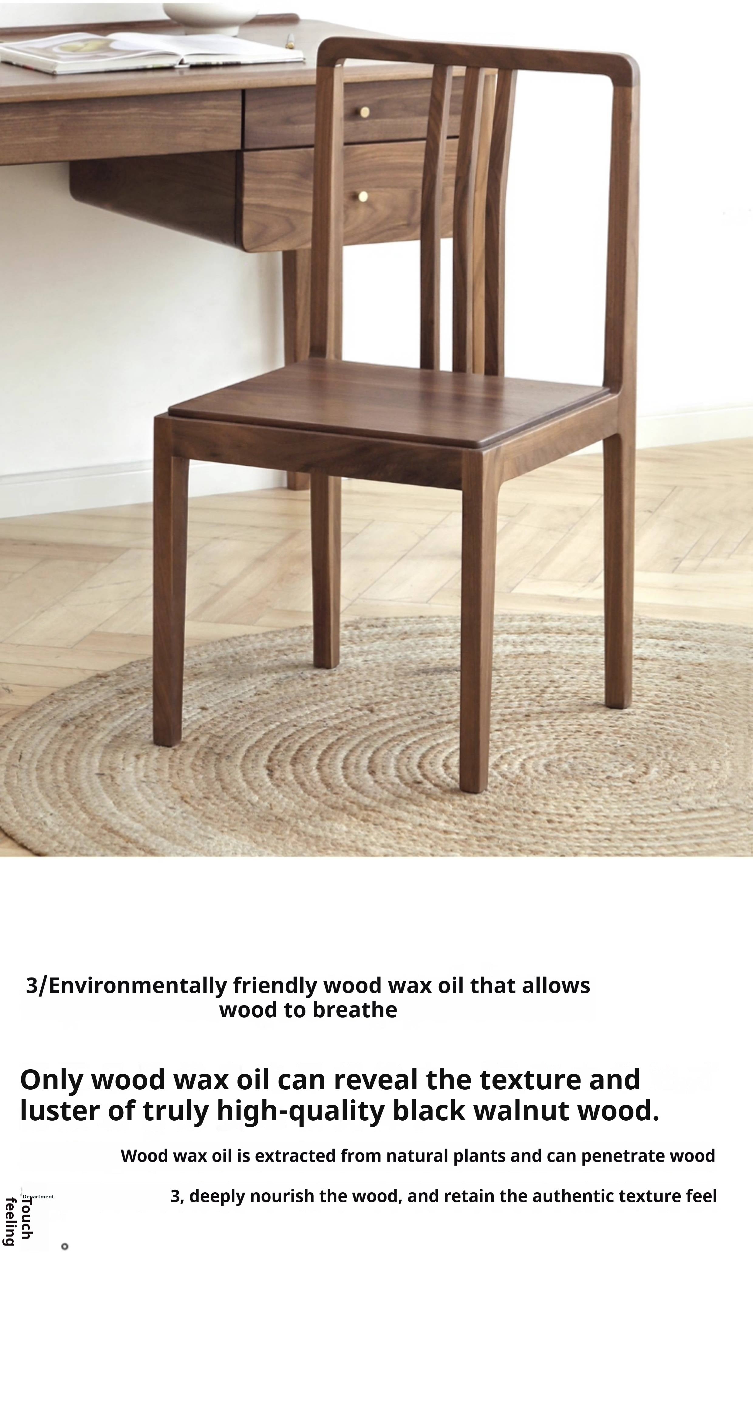 Set 4 pcs Black Walnut, Ash Solid Wood Dining Chair with Backrest 4pcs