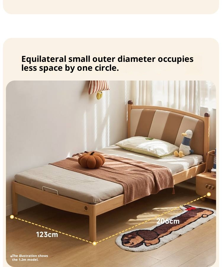Beech Solid Wood Children's Modern Simple Single Bed
