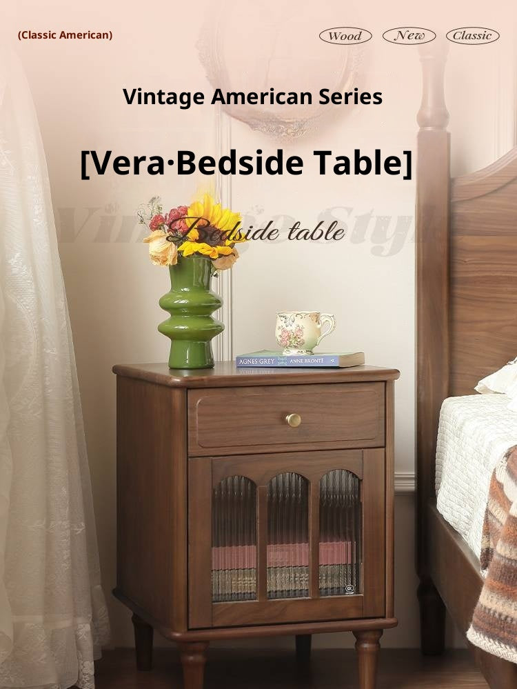 Black Walnut Solid Wood American Retro Nightstand