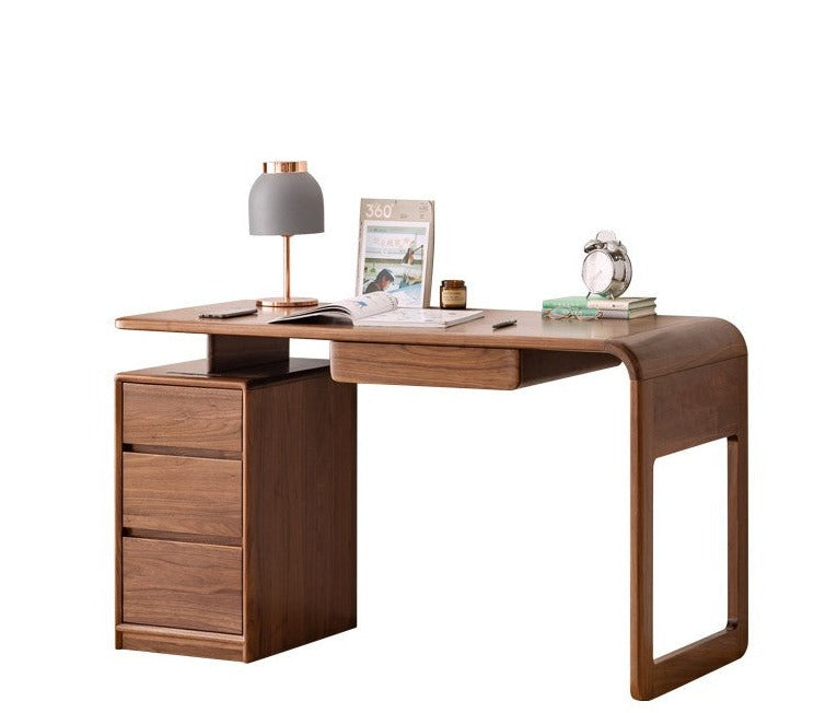 Black Walnut solid Wood Office Desk Stretching Corner Table"