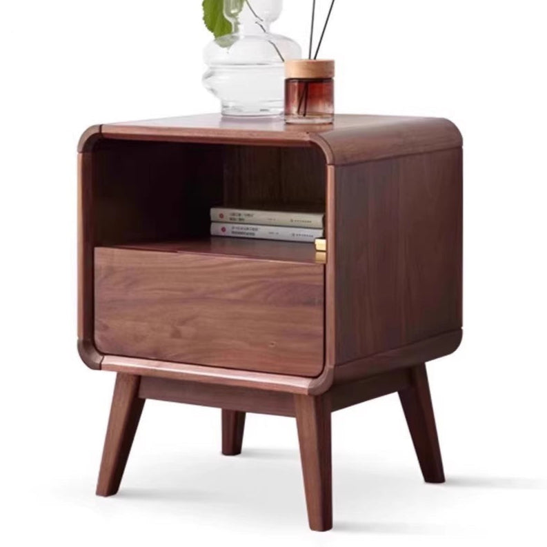 Black walnut solid wood modern storage small nightstand