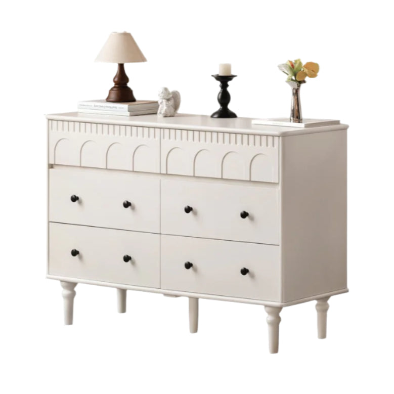 Rubber Solid Wood Cabinet French Retro Cream Style Drawers