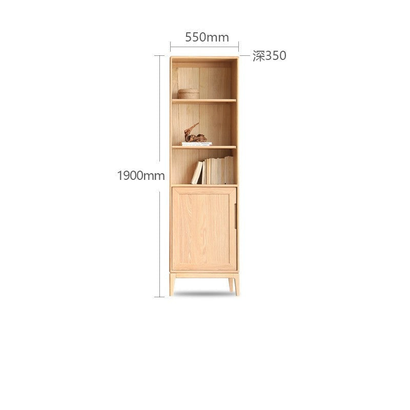 Ash solid wood floor-standing bookcase whole wall free combination bookshelf<