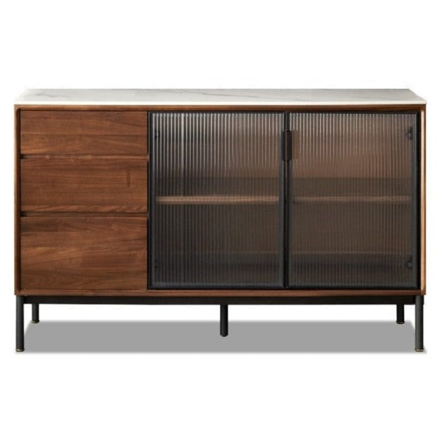 Black walnut solid wood rock sideboard Buffet cabinet,