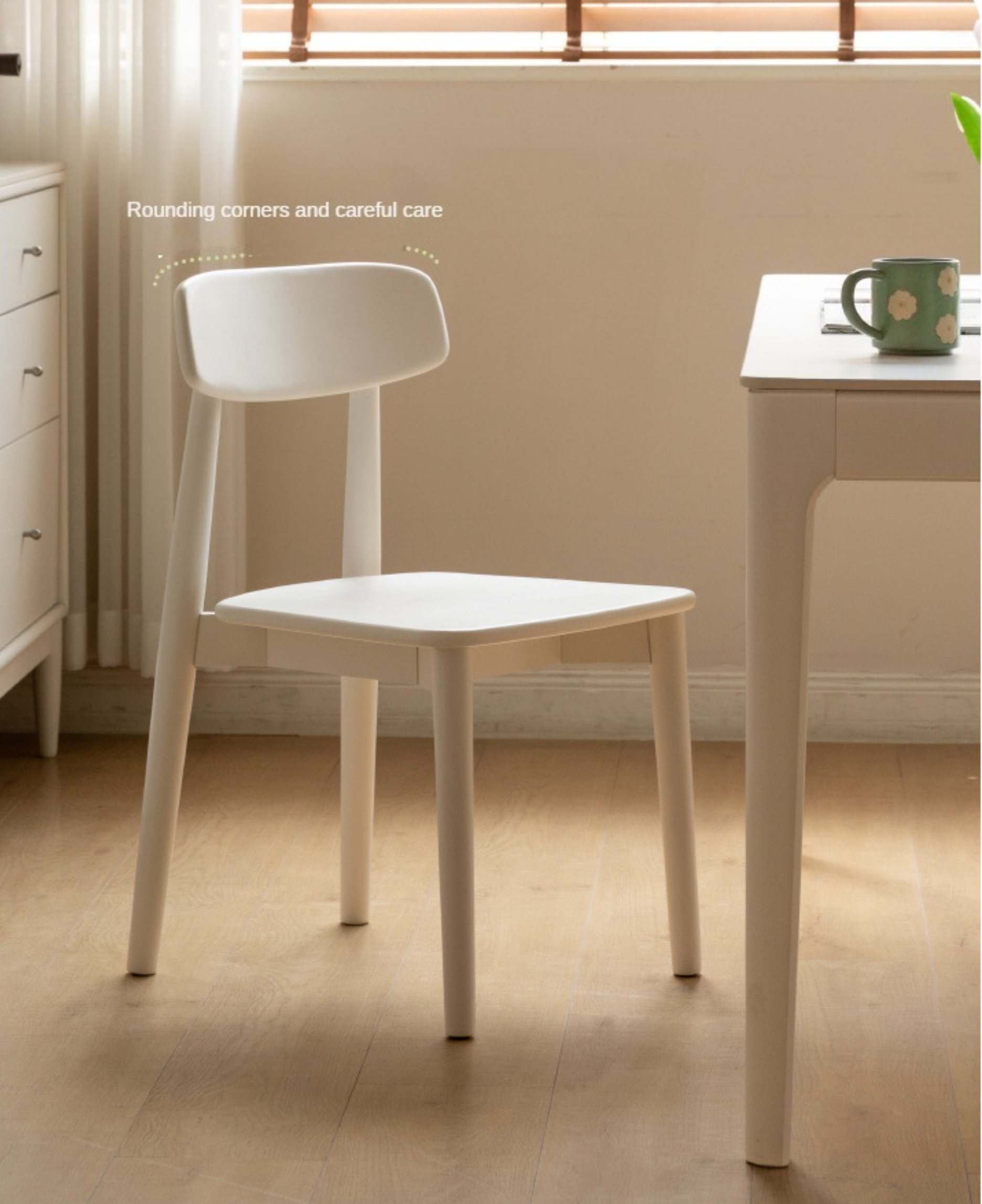 Set 4 pcs Solid Rubberwood Cream Style Dining Chair