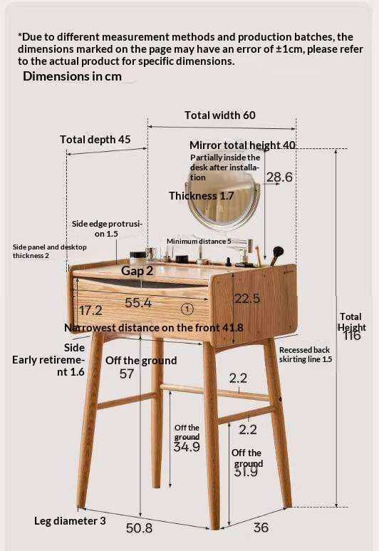 Oak Solid Wood Modern Simple Vanity Table