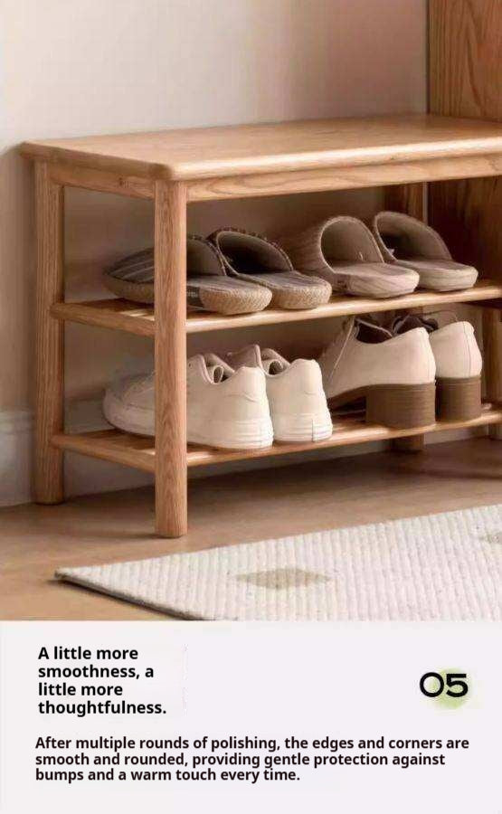 Oak Solid Wood Shoe Wearing Stool