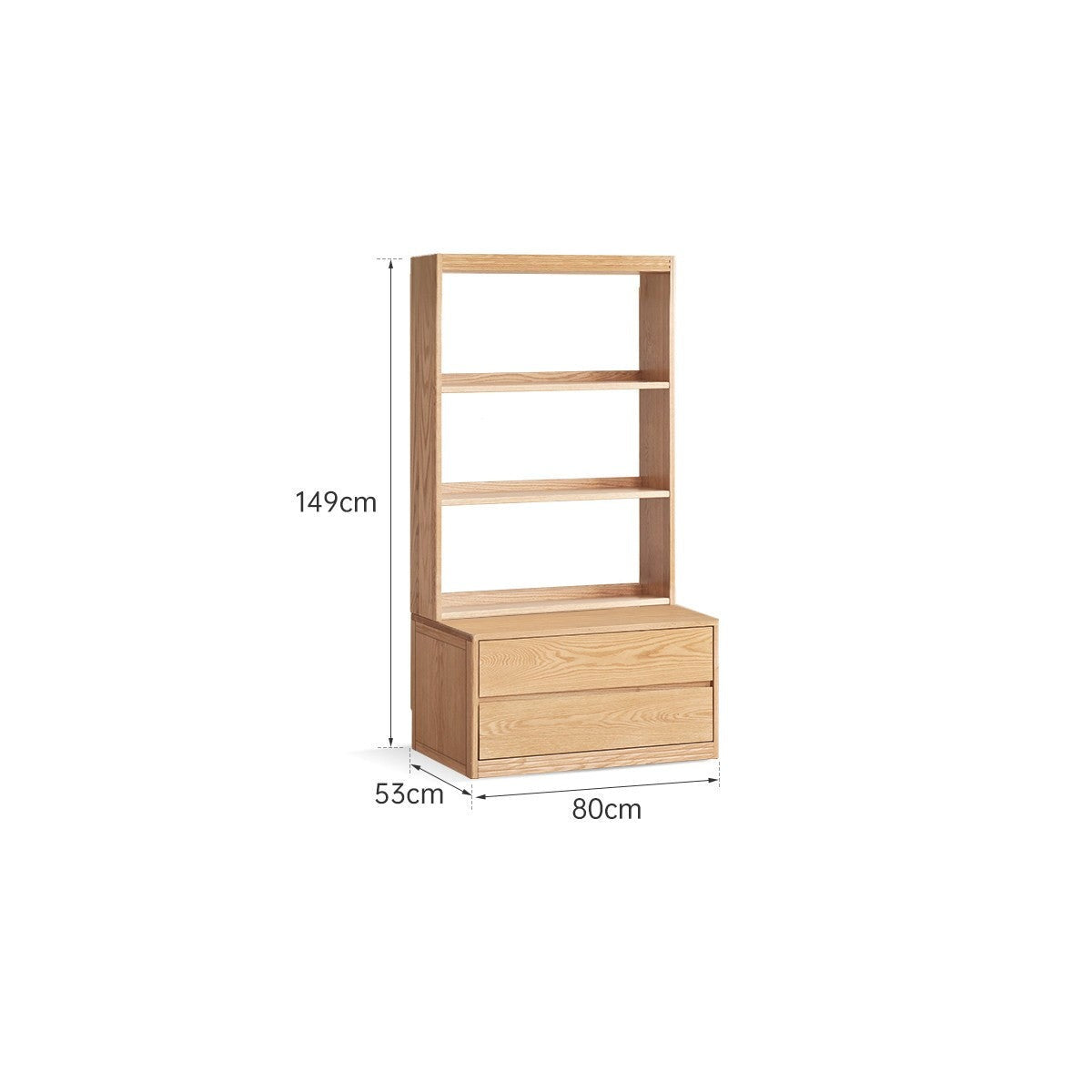 Oak solid wood wall-to-wall with seat combined bookshelf-