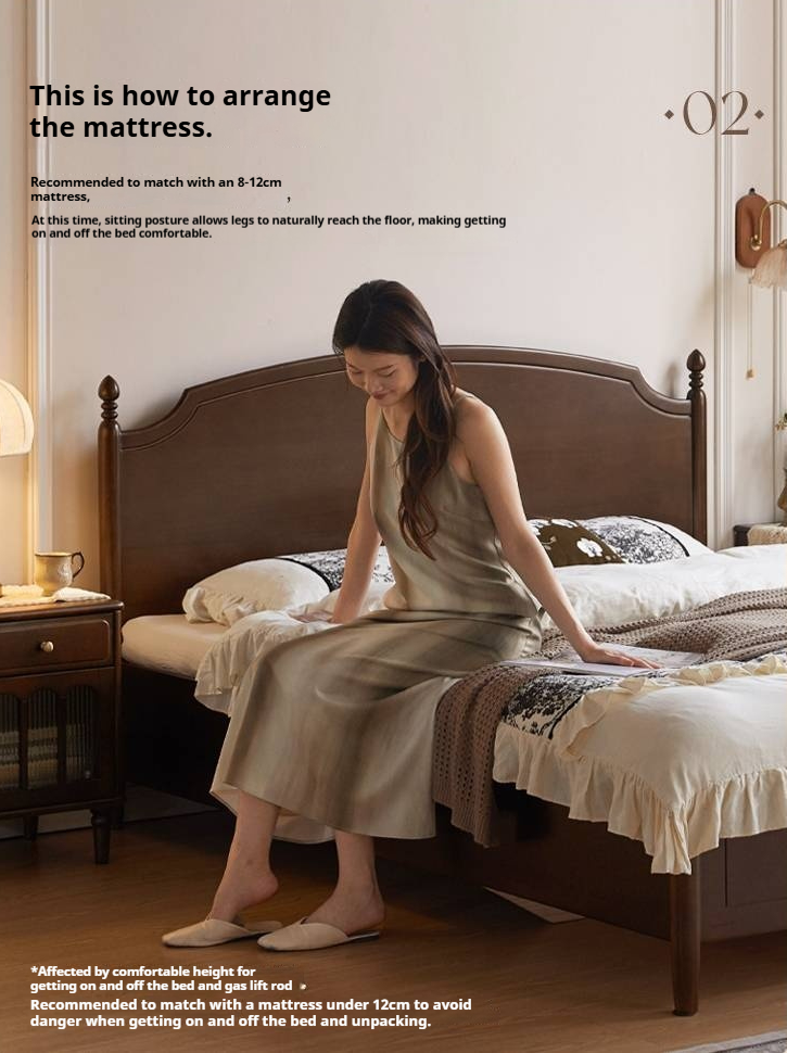 Poplar Solid Wood Box Bed, French Retro Style