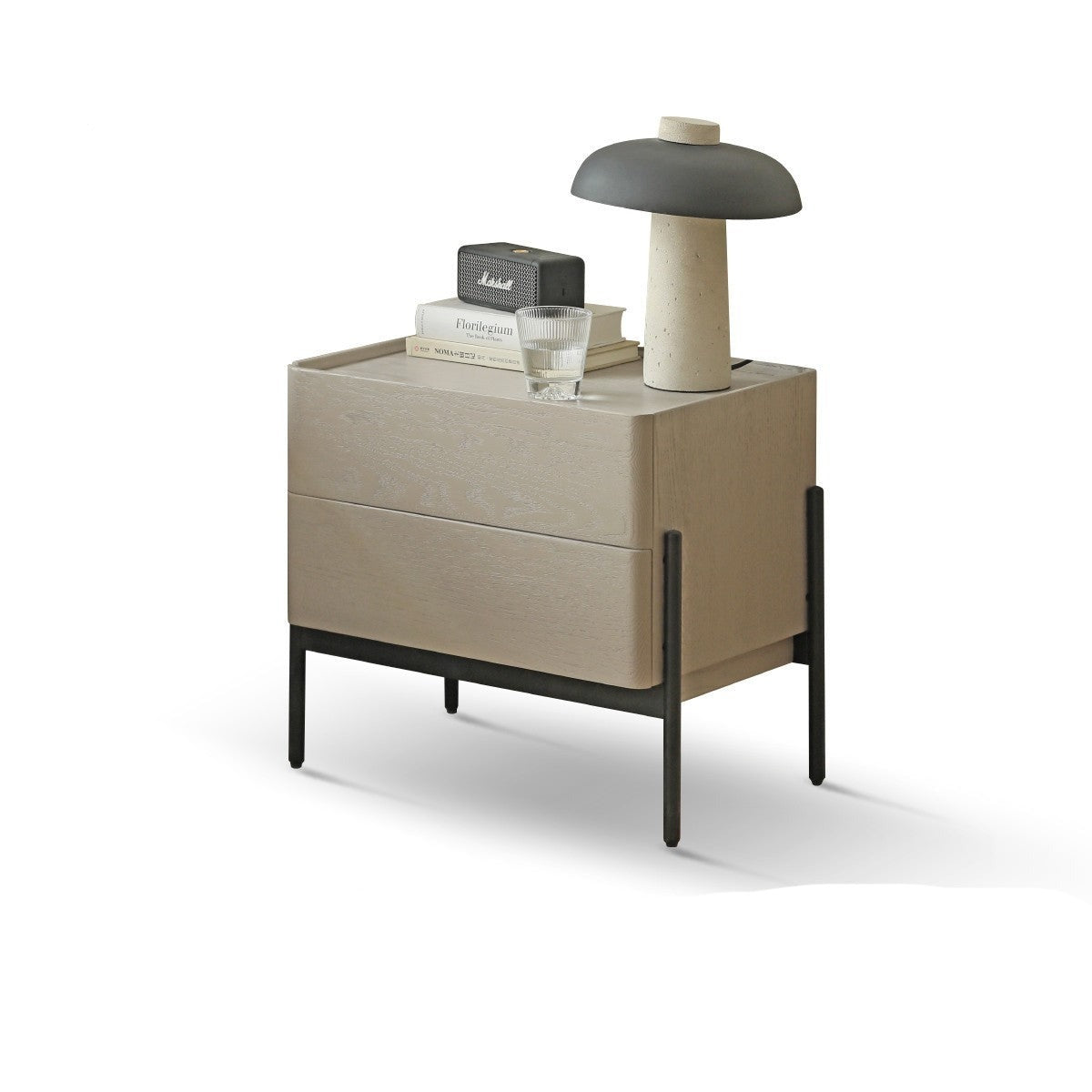 Morandi Premium Gray light luxury bedside storage Oak solid wood-
