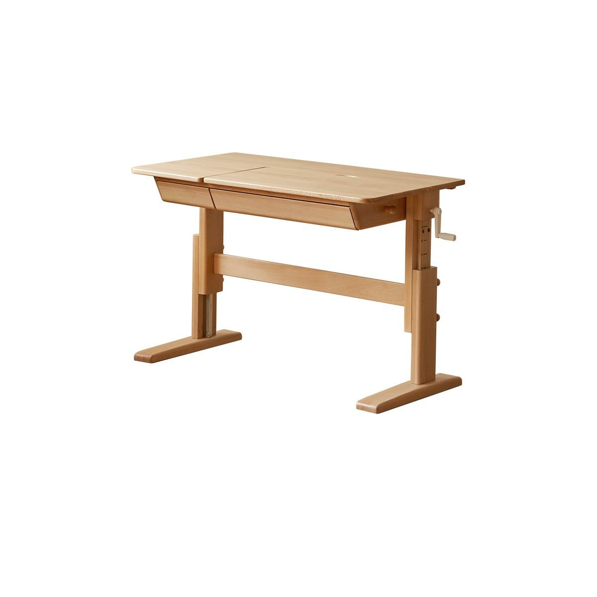 Beech Solid Wood lifting kids table with self/chair/high shelf"
