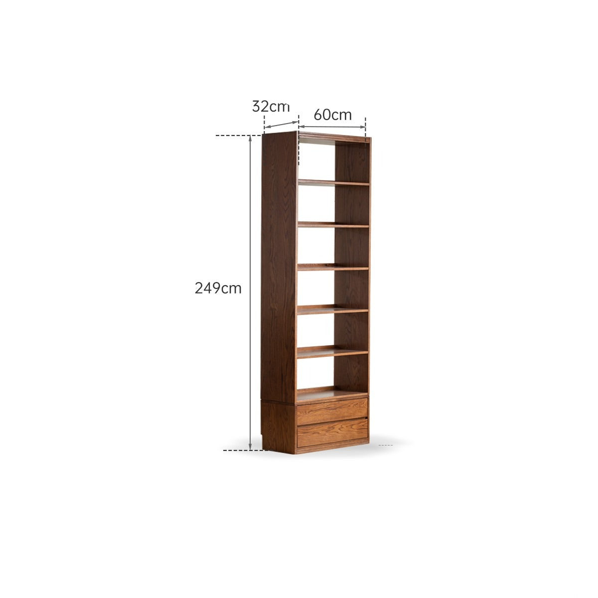 Oak solid wood bookshelf floor rack storage full wall bookcase<