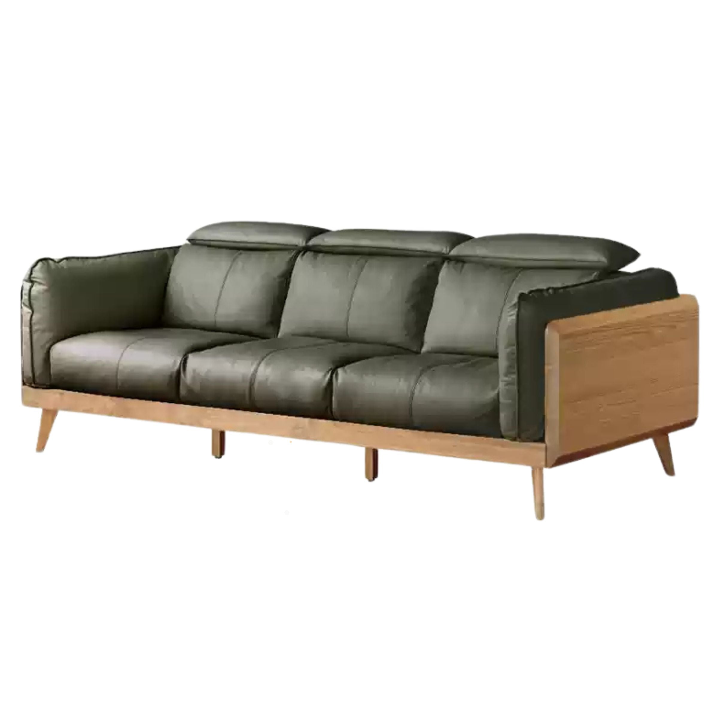 Ash Solid Wood high back Sofa genuine leather, fabric