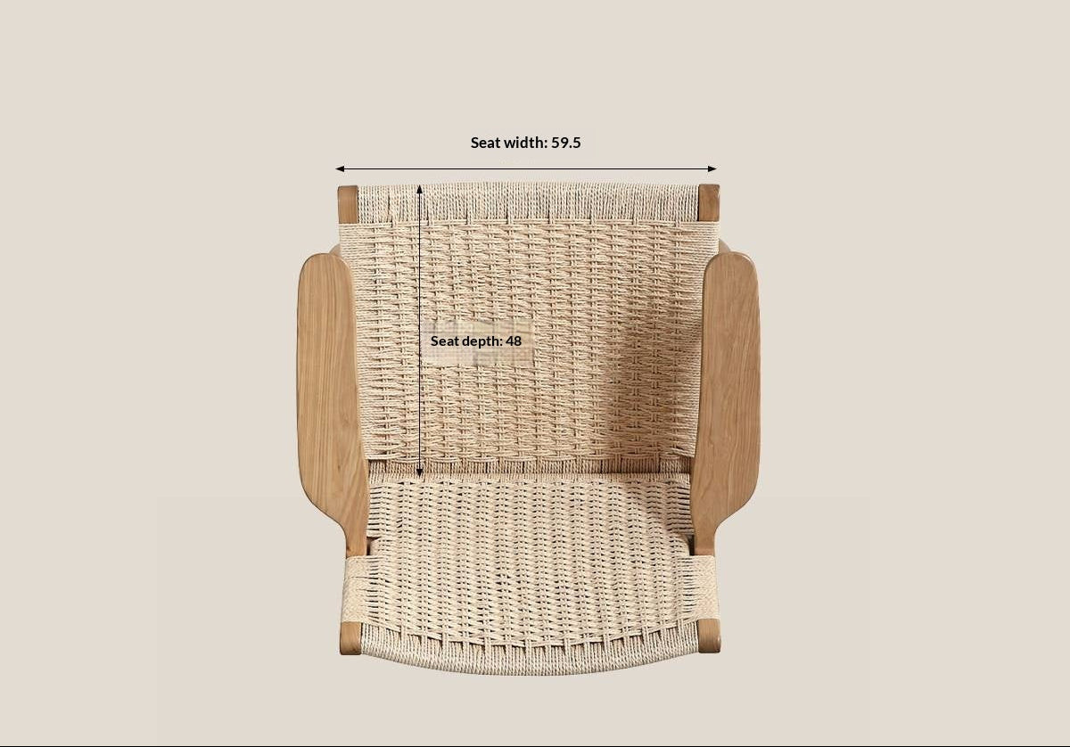 Ash Solid Wood Woven Rope Lounge Chair with Backrest