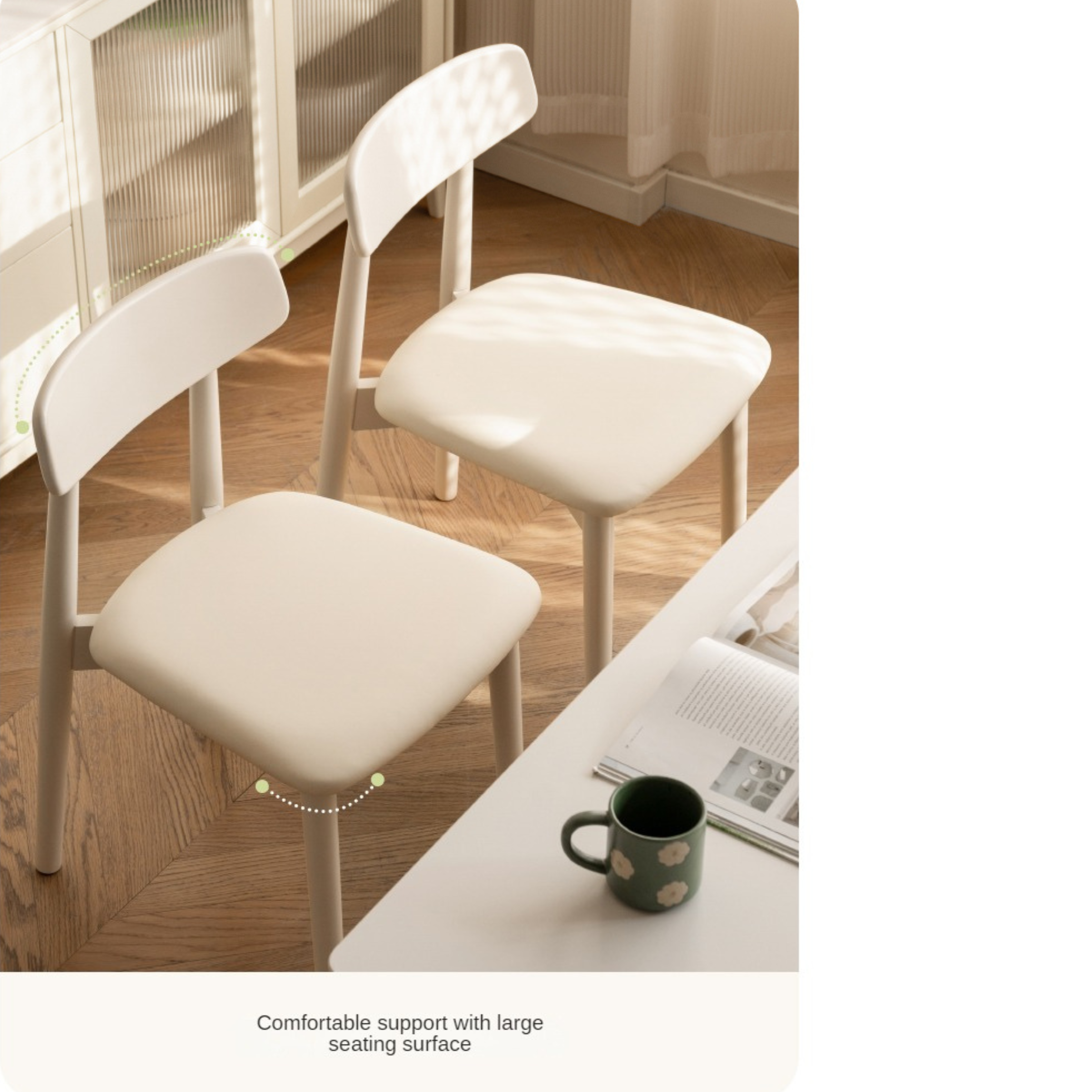 4 pcs Solid Wood Dining Chair Cream Style :