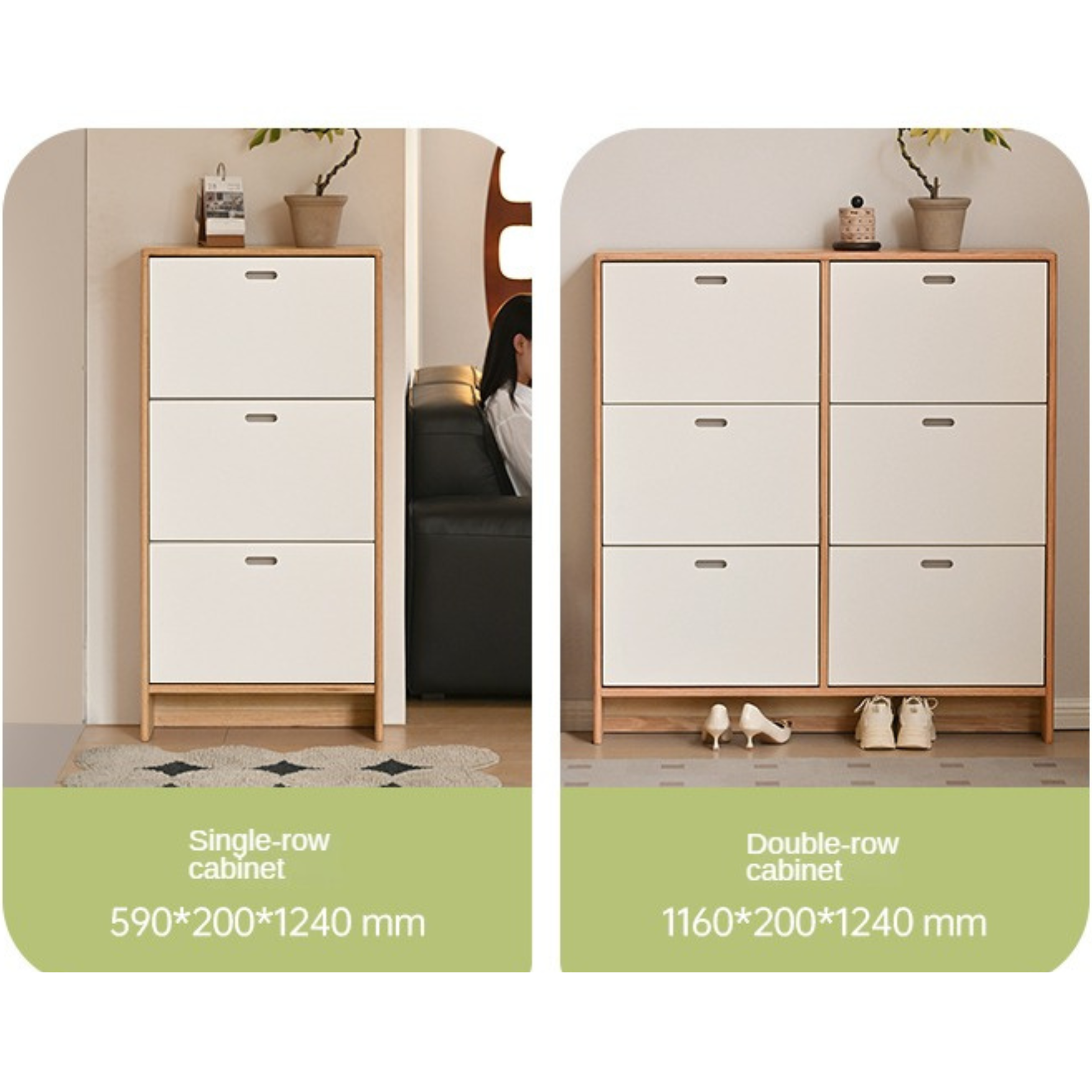 Birch solid wood ultra-thin shoe cabinet-