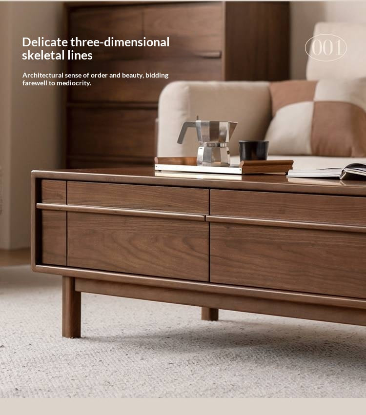 Black Walnut Solid Wood Modern Casual Coffee Table