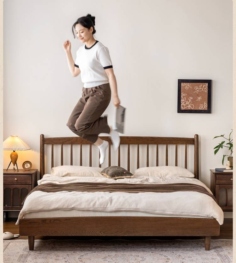 Oak Solid Wood Modern Simple Bed