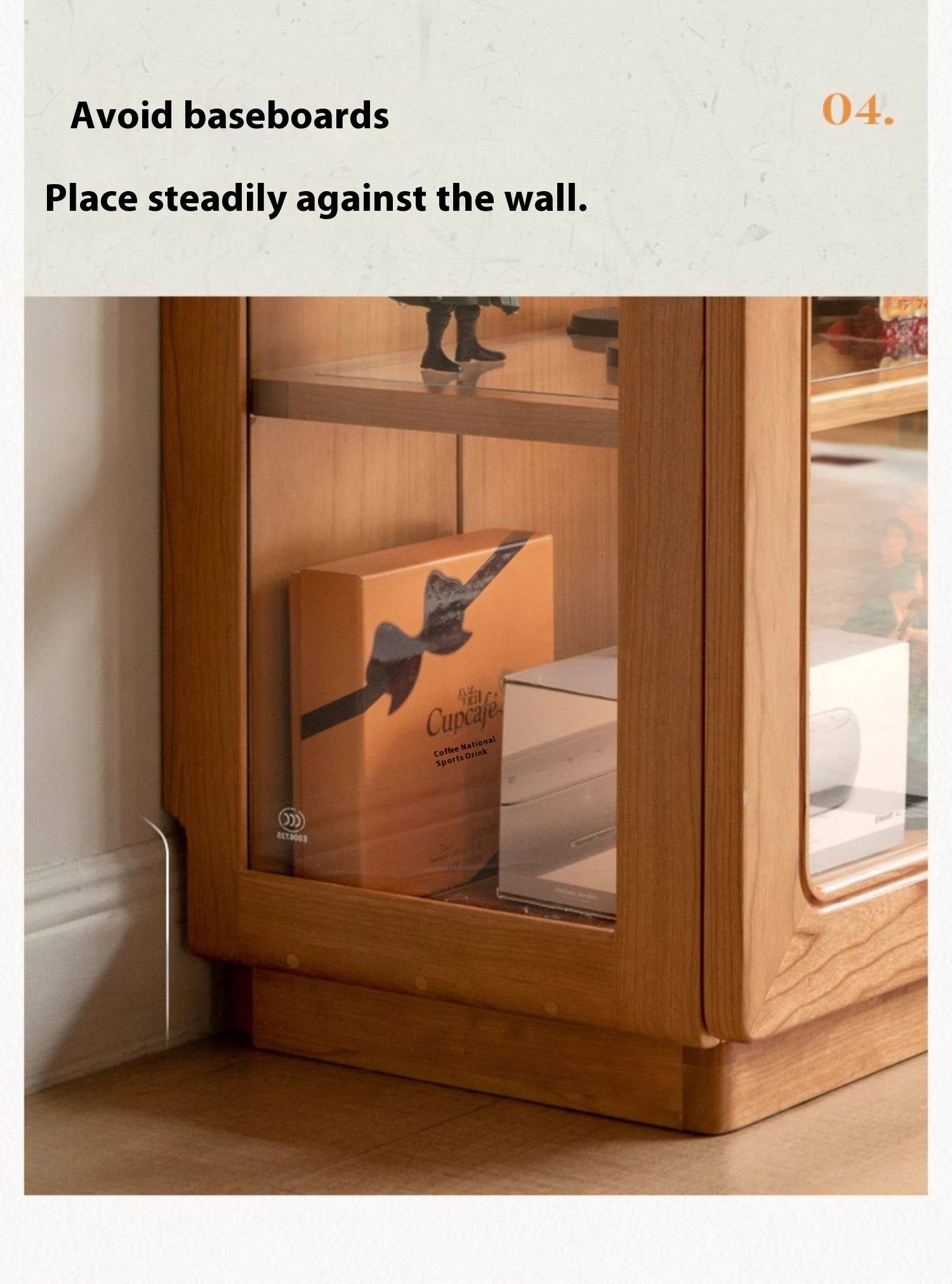 Cherry Solid Wood Retro Style With Light Side Cabinet