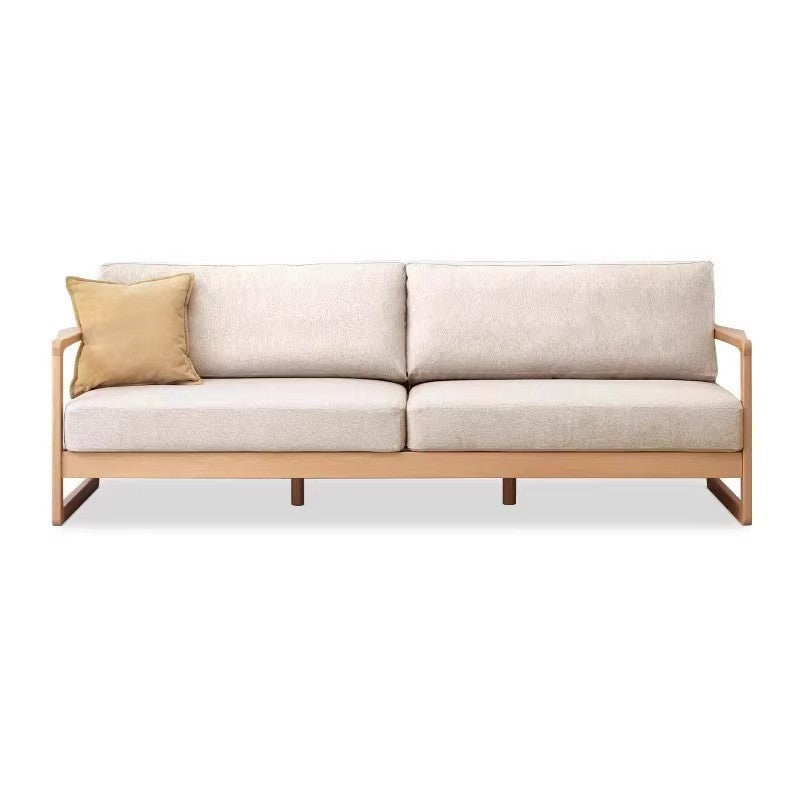 Beech solid wood new style straight fabric sofa"