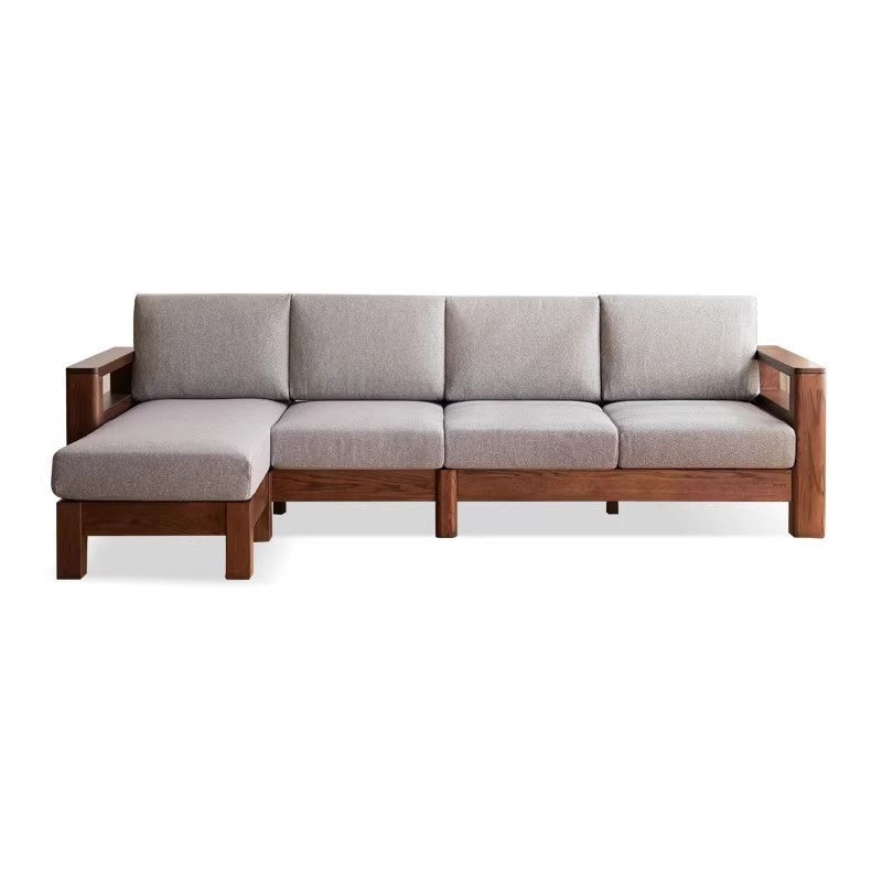 Oak solid wood walnut color fabric sofa+